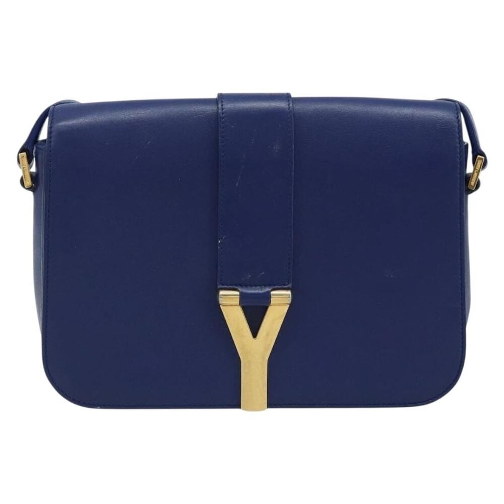 Saint Laurent Leather Y Line Shoulder Bag Blue